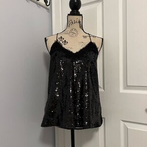 Black Sequin Camisole Top